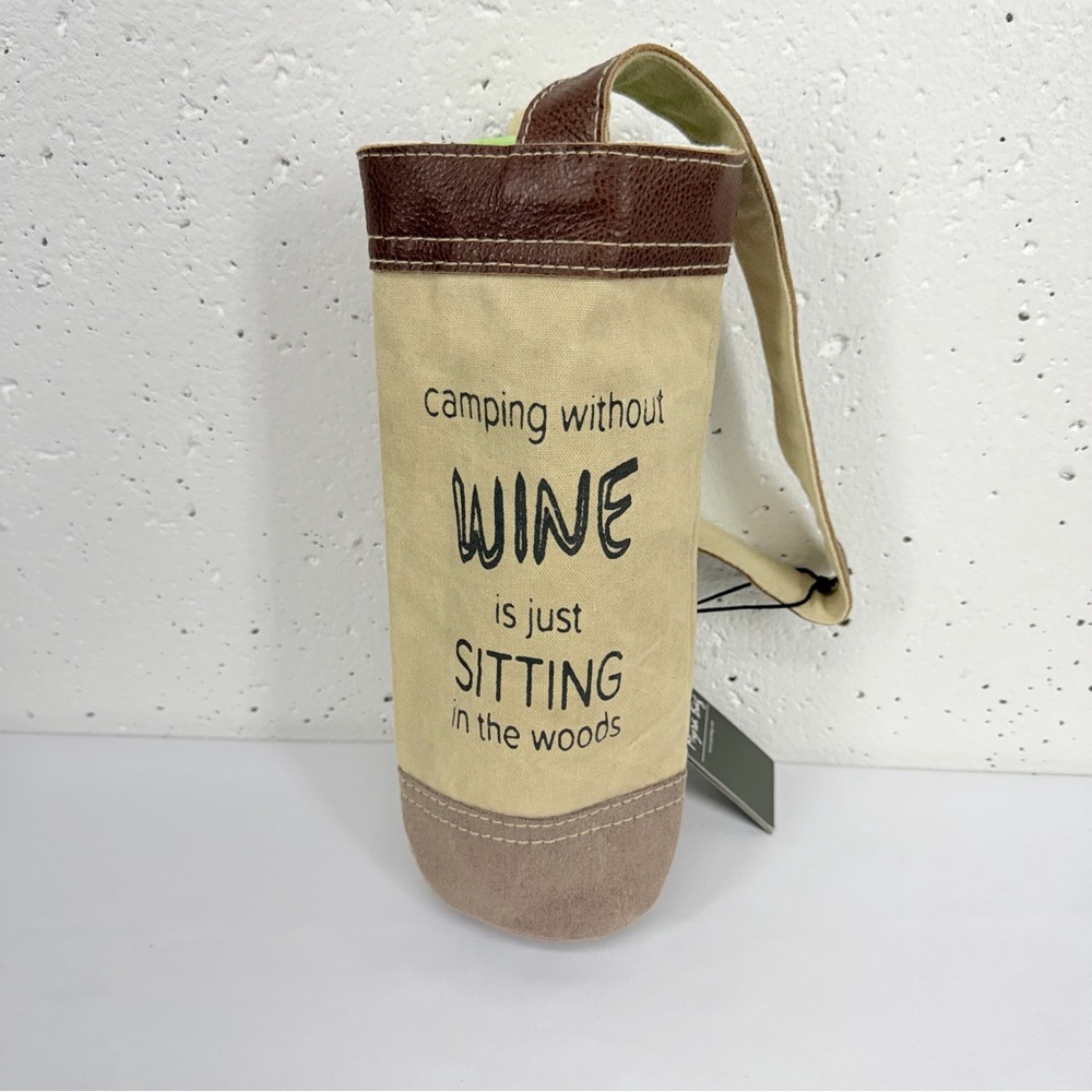 Myra Camping Without Wine Is Just Sitting Bottle Tote Bag New